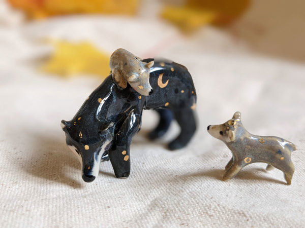 celestial bear family porcelain figurines