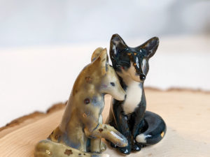 couple renards figurine