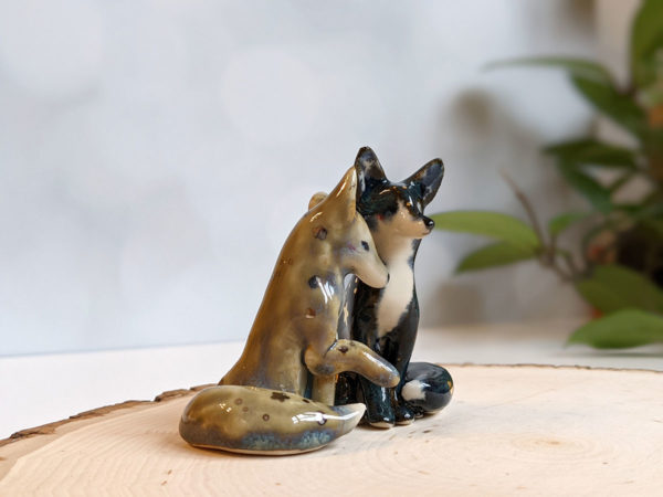couple renards figurine