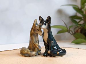 couple renards figurine