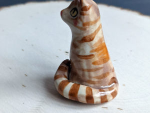 tabby cat porcelain figurine