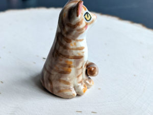 tabby cat porcelain figurine