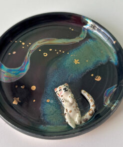 snow leopard jewelry dish