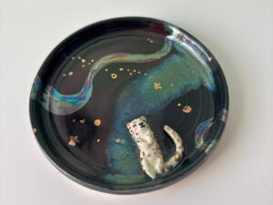 snow leopard jewelry dish