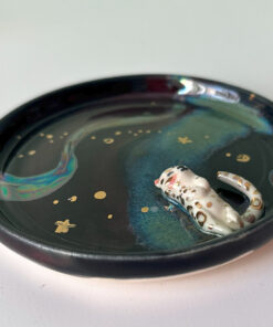 snow leopard jewelry dish