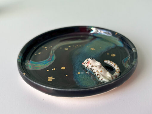 snow leopard jewelry dish