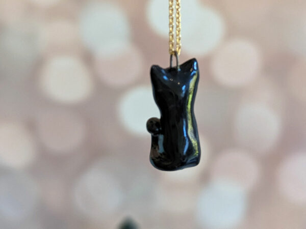 black cat porcelain pendant