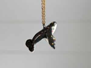 cute porcelain pendant humpback whale and gold