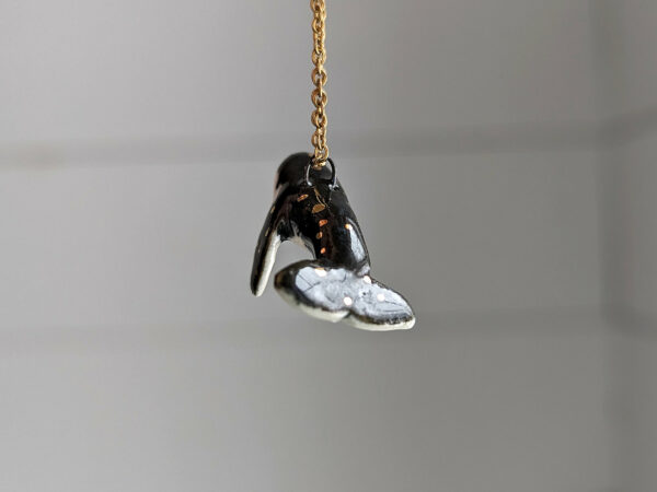 cute porcelain pendant humpback whale and gold
