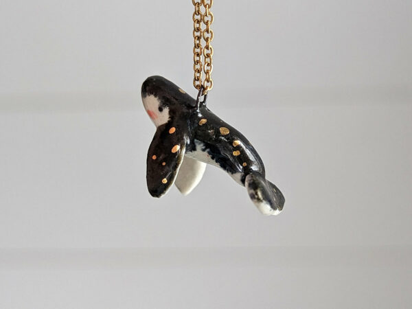 cute porcelain pendant humpback whale and gold