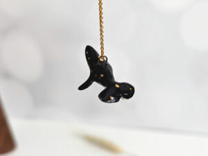 cute porcelain pendant humpback whale and gold