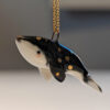 cute porcelain pendant humpback whale and gold