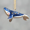 cute porcelain pendant humpback whale and gold