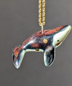 Pendentif Porcelaine - Baleine nuit étoilée