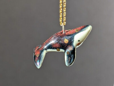 Pendentif Porcelaine - Baleine nuit étoilée