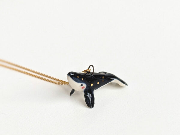 cute porcelain pendant humpback whale and gold