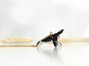 cute porcelain pendant humpback whale and gold