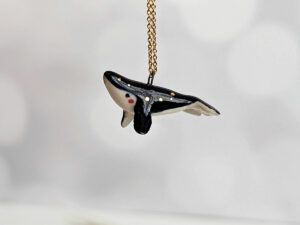 cute porcelain pendant humpback whale and gold