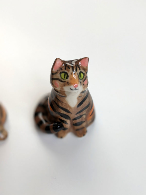 handmade tabby cat porcelain figurine