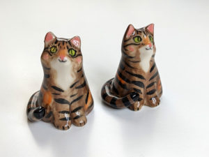 handmade tabby cat porcelain figurine