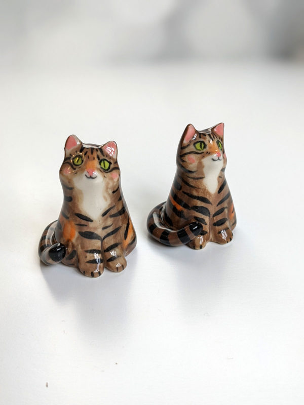 handmade tabby cat porcelain figurine