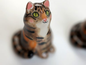 handmade tabby cat porcelain figurine