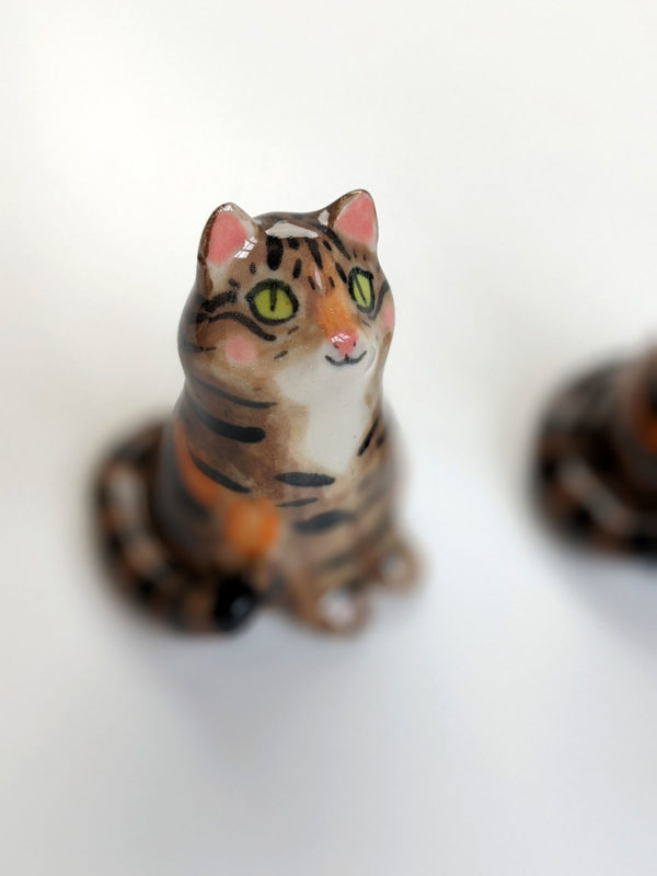 handmade tabby cat porcelain figurine