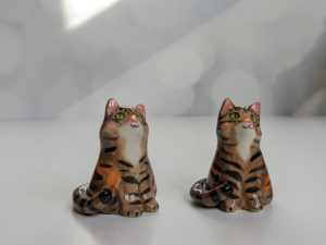 handmade tabby cat porcelain figurine