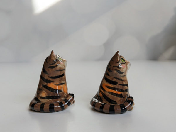 handmade tabby cat porcelain figurine