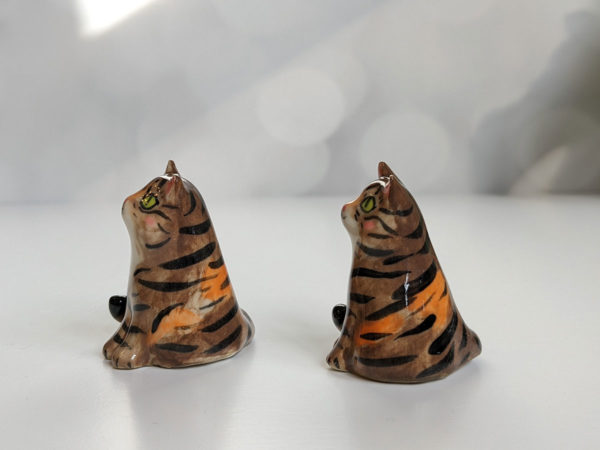 handmade tabby cat porcelain figurine