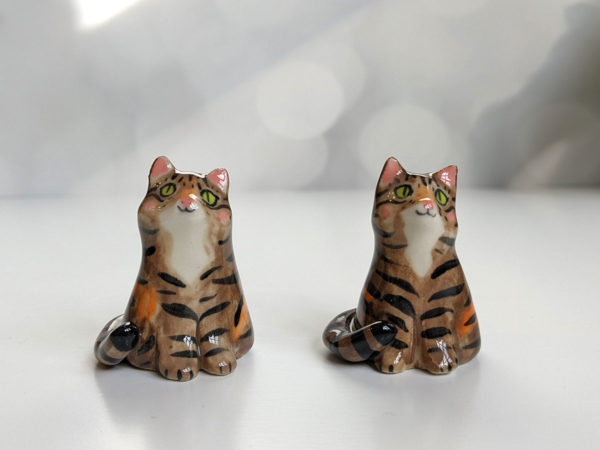 handmade tabby cat porcelain figurine