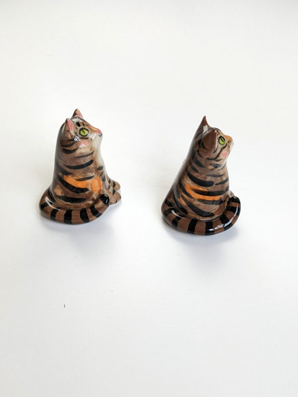 handmade tabby cat porcelain figurine