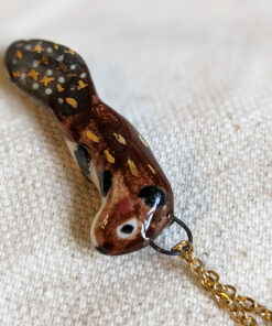 porcelain beaver pendant