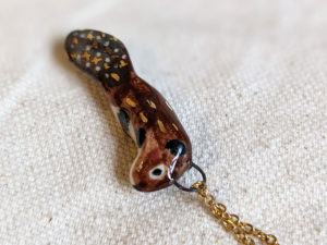 porcelain beaver pendant