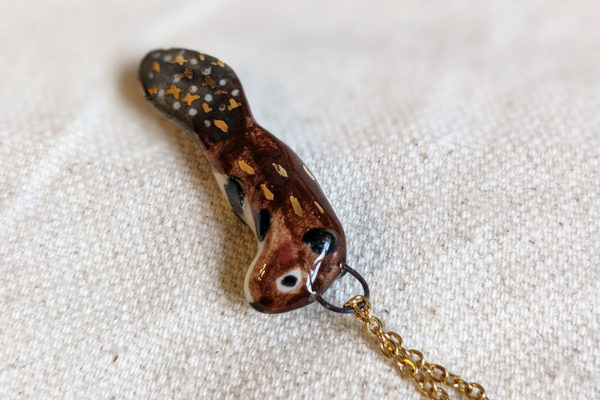 porcelain beaver pendant