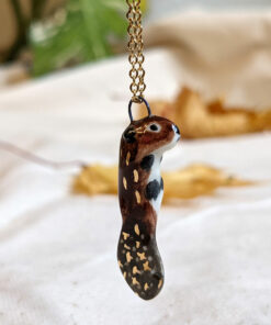 porcelain beaver pendant