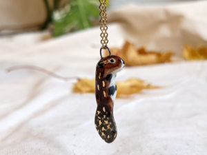 porcelain beaver pendant