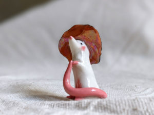 rat figurine witch hat porcelain