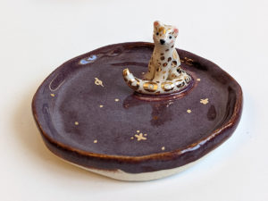 snow leopard jewelry dish