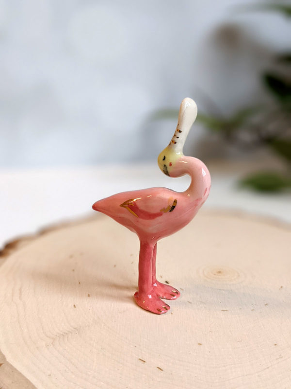 roseated spoonbill porcelain figurine