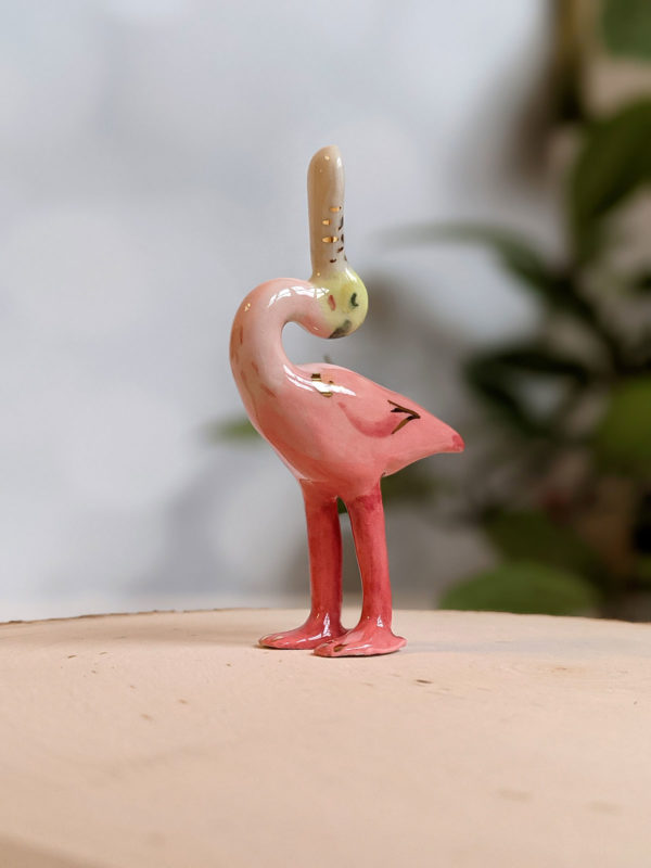 roseated spoonbill porcelain figurine