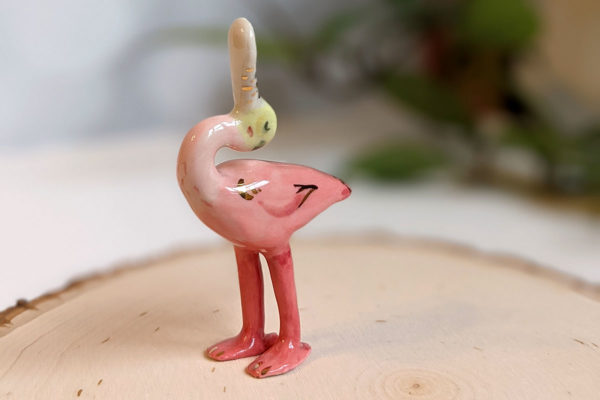 roseated spoonbill porcelain figurine