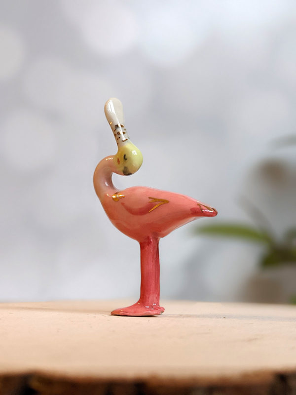 roseated spoonbill porcelain figurine