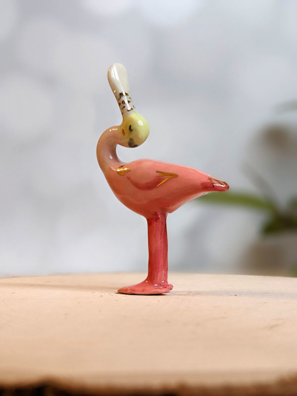 roseated spoonbill porcelain figurine