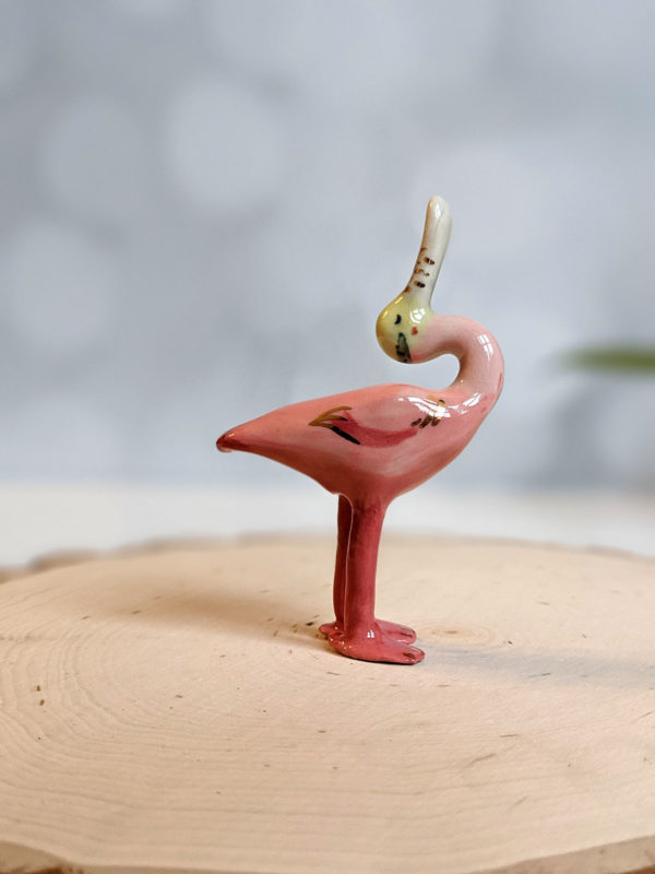 roseated spoonbill porcelain figurine