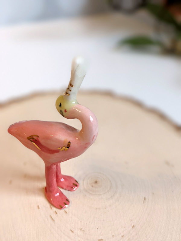 roseated spoonbill porcelain figurine