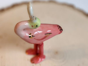 roseated spoonbill porcelain figurine