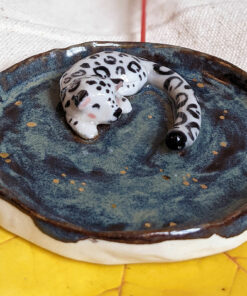 snow leopard jewelry dish