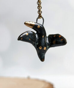 scorpio crow pendant porcelain gold
