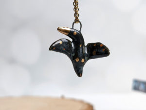 scorpio crow pendant porcelain gold